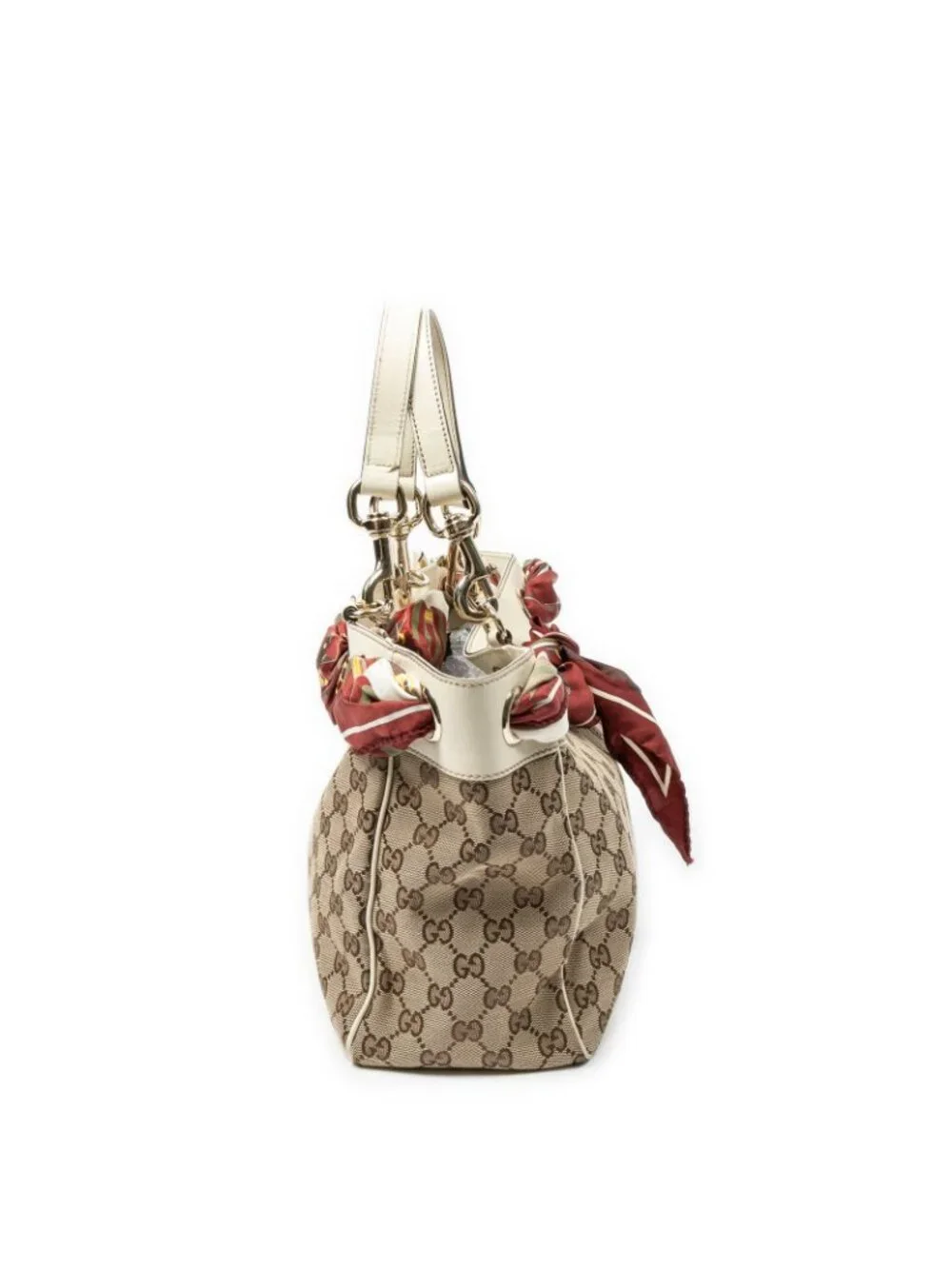 Gucci Positano Scarf Tote Ivory Beige GG Canvas